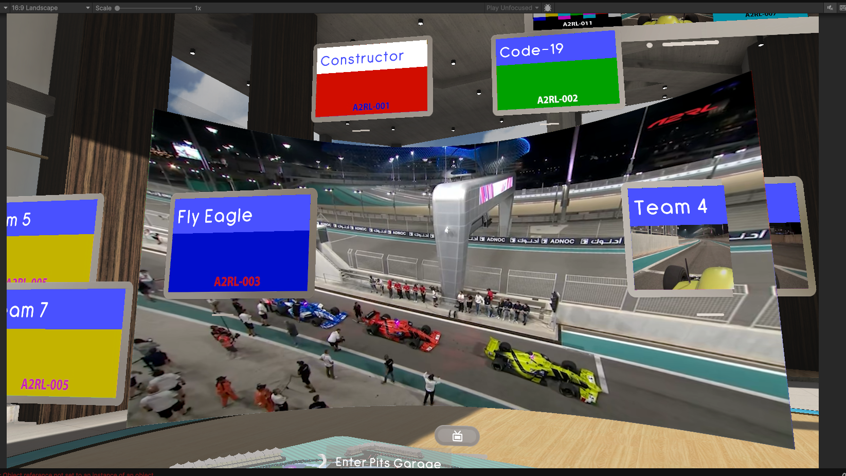 A2RL immersive race experience with selectable autonomous racing team feeds