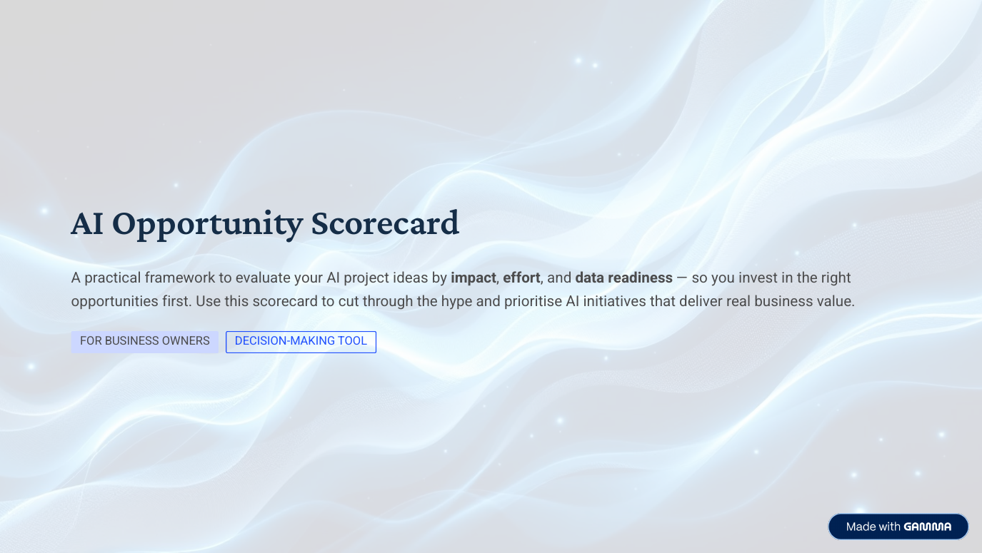 Cover of AI Opportunity Scorecard