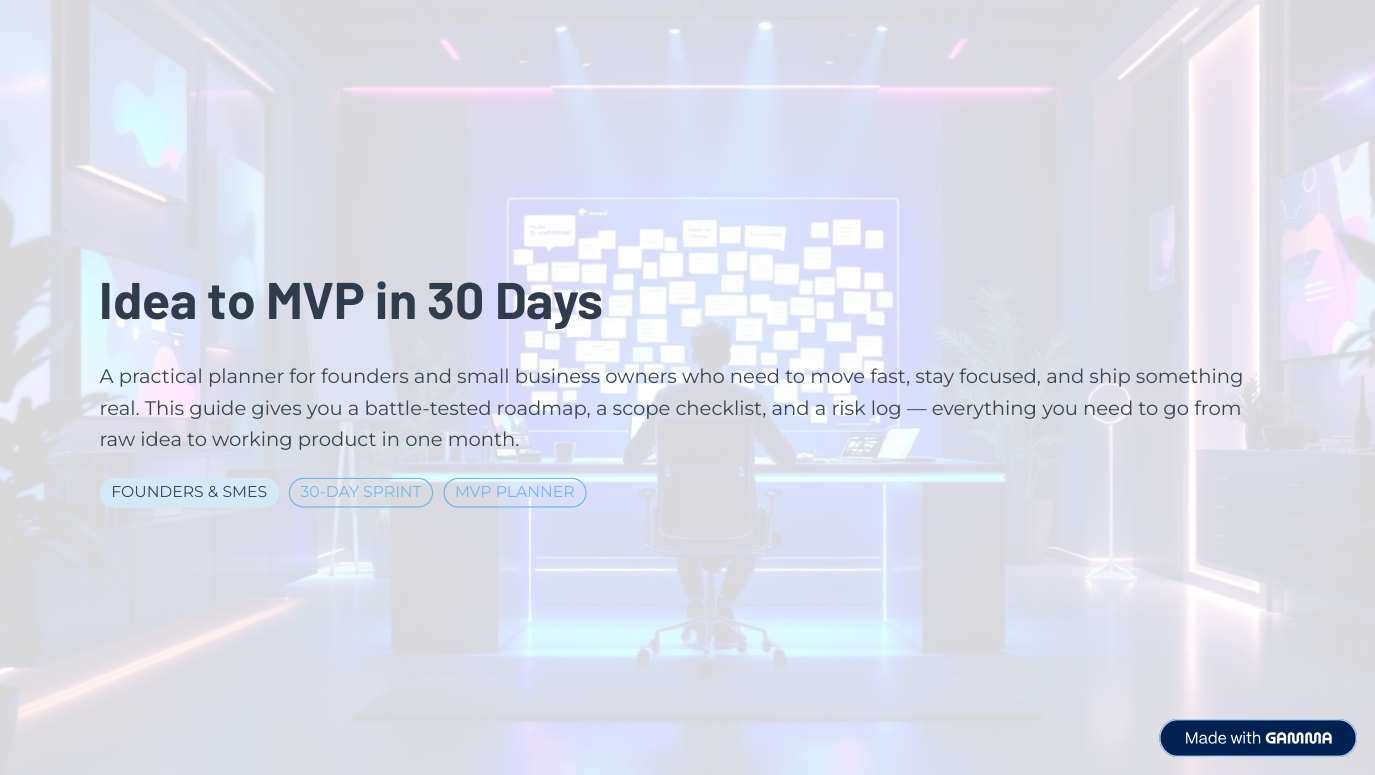 Cover of Idea to MVP in 30 Days